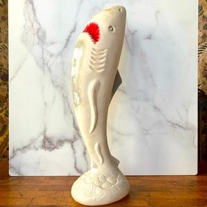 Vintage HUGE Great White Shark Plastic Blow Mold Coin Bank 🦈 OMG